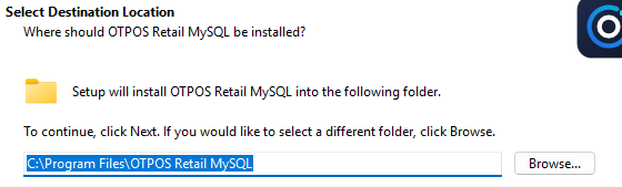 Setup wizard: Select Destination Location page